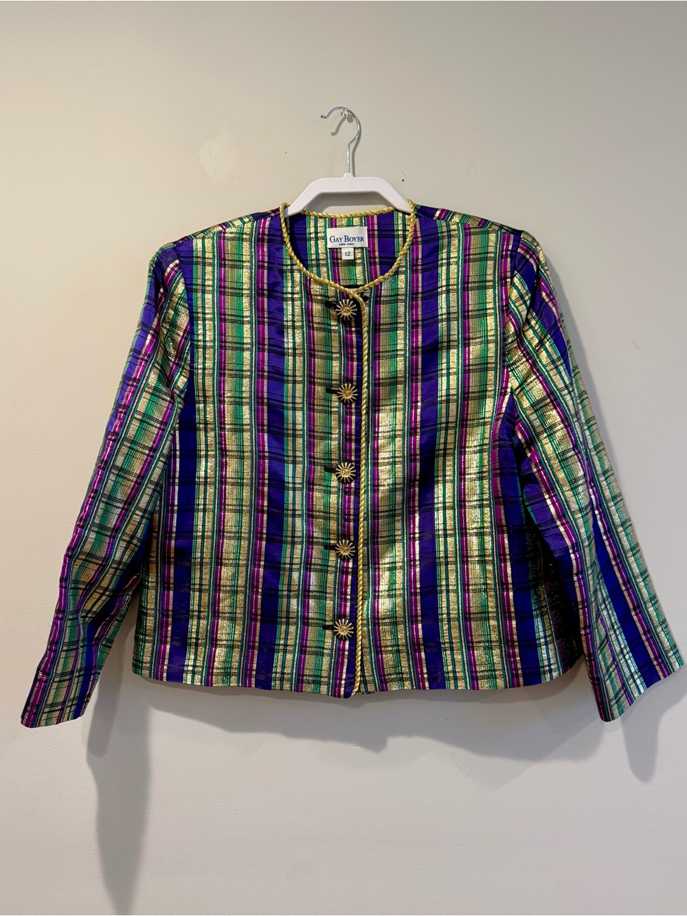 Festive Metallic Vintage Plaid Jacket
